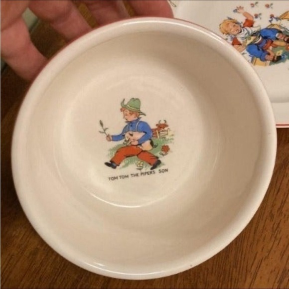 Janet Louise VTG Ceramic Bowl Tom Tom The Pipers Son & Little Jack Horner Plate - Picture 6 of 9